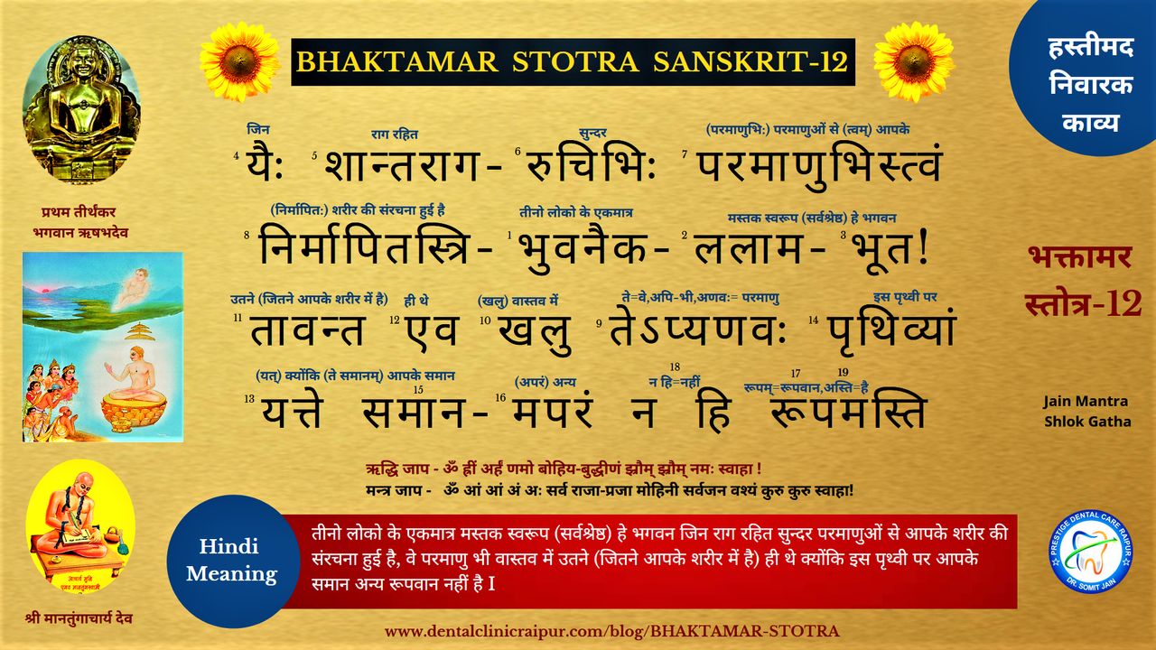 BHAKTAMAR STOTRA SANSKRIT (HINDI MEANING) - 12